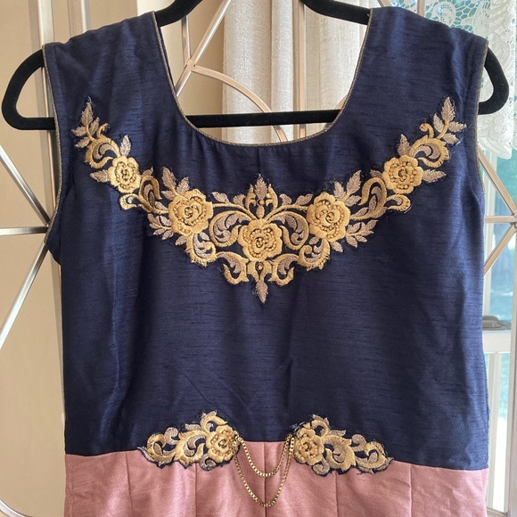 Indian Designer Navy Multicolored Printed Ankle Length Anarkali Suit - Picture 7 of 11